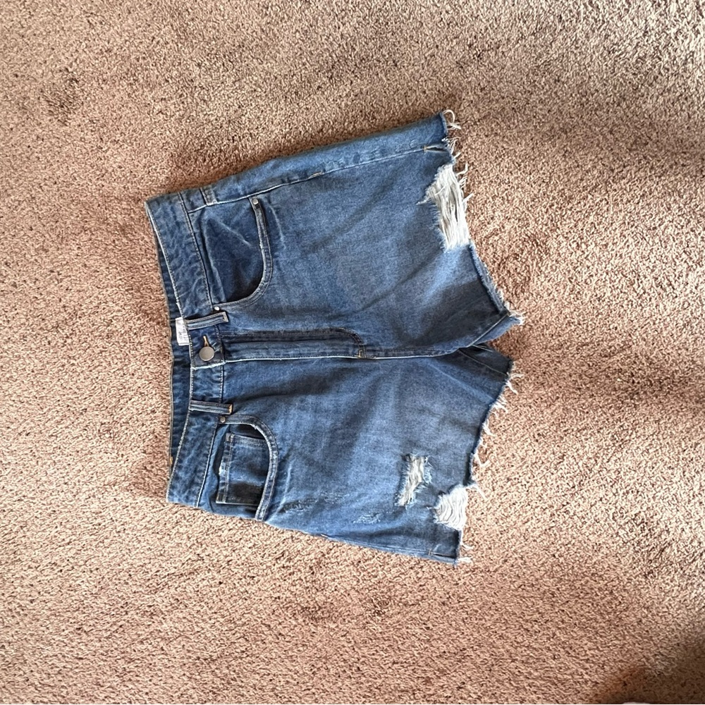 Casual Distressed Blue Denim Shorts for Women